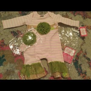 Pink&White Romper matching headband!